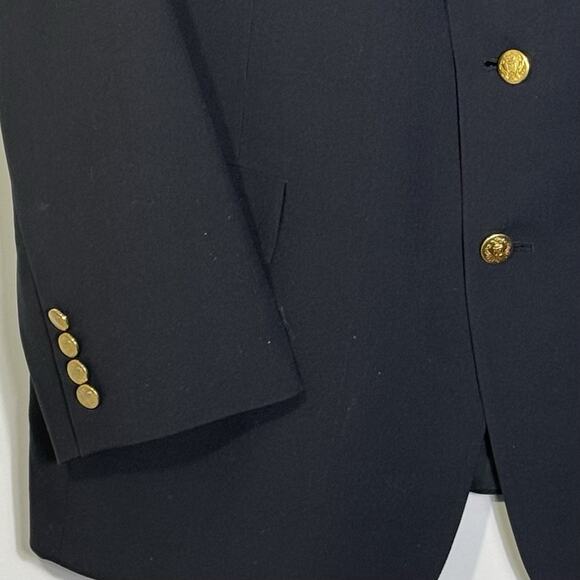VTG Hart Schaffner Marx 48R Navy Blazer Gold Buttons Micron 2000 Wool Sport Coat - Picture 2 of 14